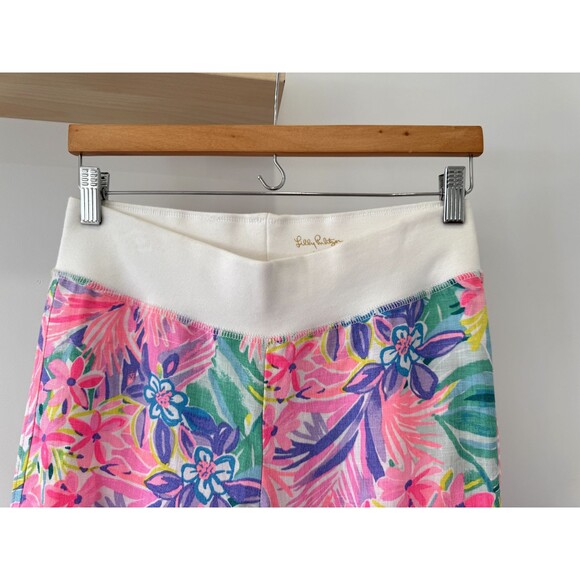 NWT Lilly Pulitzer Womens XS Beach Palazzo Pants Pink It Was All A Dream Linen - Picture 3 of 8